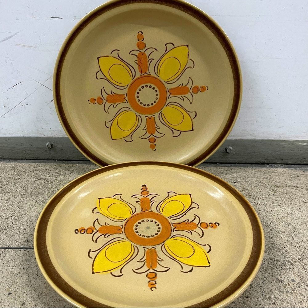 Set of 3 Vintage Stoneware Plates